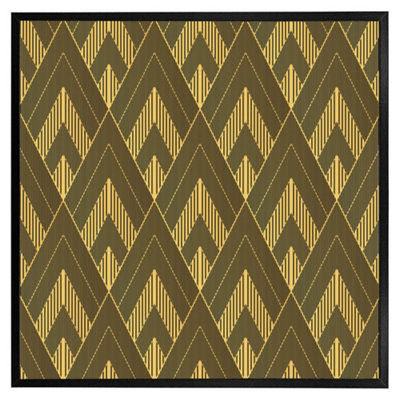 Black & gold striped triangles (Picutre Frame) / 24x24" / Oak