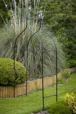 Black Gothic Metal Garden Arch Plant Rose Trellis Support