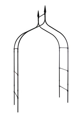 Black Gothic Metal Garden Arch Plant Rose Trellis Support - 3