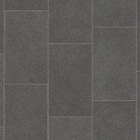Black&Grey Anti-Slip Tile Effect Vinyl Flooring For DiningRoom LivingRoom Hallways And Kitchen Use-1m X 3m (3m²)