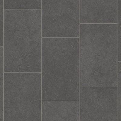 Black&Grey Anti-Slip Tile Effect Vinyl Flooring For DiningRoom LivingRoom Hallways And Kitchen Use-2m X 3m (6m²)