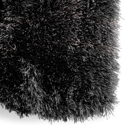 Black/Grey Handmade Modern Shaggy Easy to Clean Abstract Optical/ (3D) Rug For Dining Room Bedroom And Living Room-120cm X 170cm