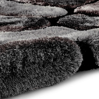 Black/Grey Handmade Modern Shaggy Easy to Clean Abstract Optical/ (3D) Rug For Dining Room Bedroom And Living Room-120cm X 170cm