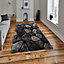 Black/Grey Handmade Modern Shaggy Easy to Clean Abstract Optical/ (3D) Rug For Dining Room Bedroom And Living Room-150cm X 230cm