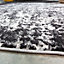 Black Grey Monochrome Super Soft Distressed Abstract Runner Rug 60x240cm