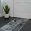 Black Grey Monochrome Traditional Patchwork Living Room Runner Rug 60x240cm