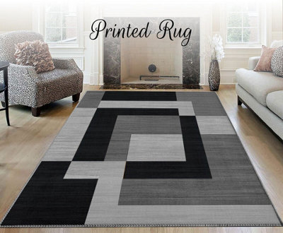 Black Grey Traditional Floor Mats Area Rug Kitchen Hallway Large Door Mats