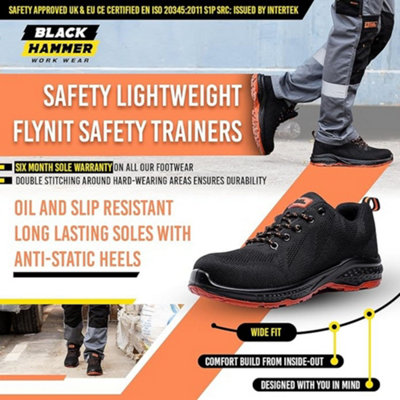 Black Hammer 2292 Men's Safety Trainers Lightweight & Breathable Soles Work Shoes Designed for Style and Comfort S1P SRC (14 UK)