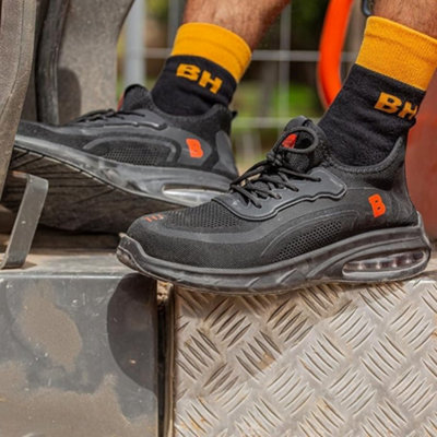 Black Hammer 3000 Men's Safety Work Trainers with Steel Toe Cap Trekking Shoes Non-Slip Footwear Black S1P SRC (8 UK)