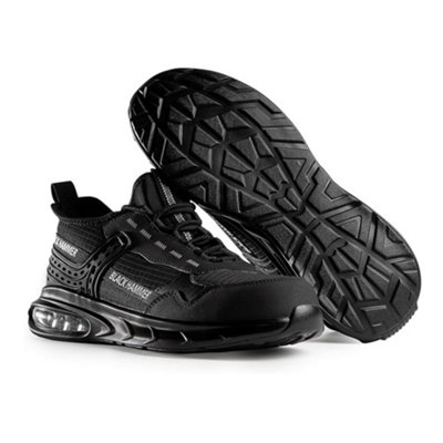 Black Hammer 5599 Lightweight Safety Trainers for Men - Air Bubble Comfort Steel Toe Cap with Pull Tie Laces Black (10 UK)