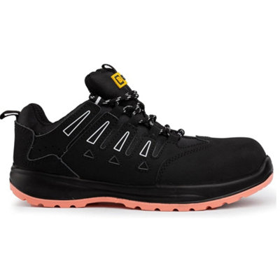 Black Hammer Betsy Lightweight Safety Trainers Womens Composite Toe Cap Metal Free Non Slip Breathable S1P SRC Work Shoes (4 UK)