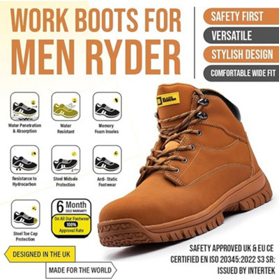 Black Hammer Ryder Mens Safety Boots Steel Toe Cap with Midsole ...