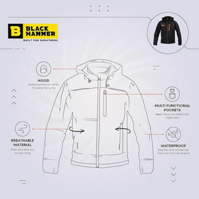 Black Hammer Soft Shell Work Jacket for Men Workwear Ideal for Traders ...