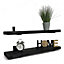 Black Handcrafted Rustic Wall-Mounted Floating Shelves with Black L Brackets, Kitchen Living Room (Set of 2, 60 cm Long)