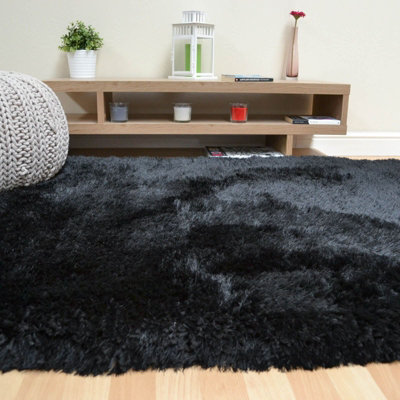 Black Handmade , Luxurious , Modern , Plain , Shaggy , Sparkle Easy to ...