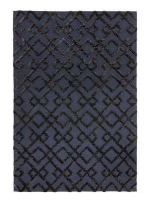 Black Handmade Luxurious Modern Wool Geometric Rug For Bedroom & Living Room-120cm X 170cm