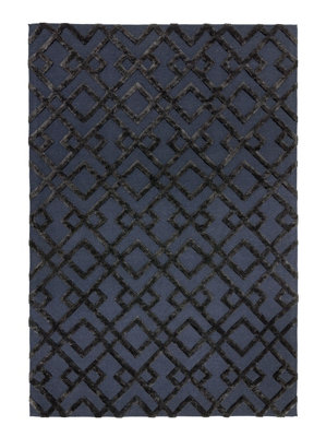 Black Handmade Luxurious Modern Wool Geometric Rug For Bedroom & Living Room-160cm X 230cm