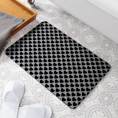 Black Heart Pattern Grey Stone Non Slip Bath Mat Price Comparisons | Compare The Build