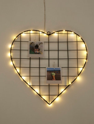 BLACK HEART WIRE FRAME WALL LIGHT
