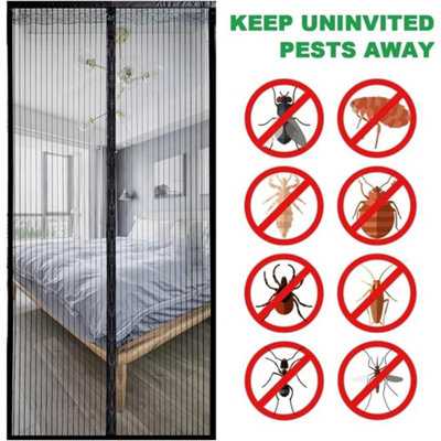 black Heavy Duty Door Magnetic Screen Fly Bug Mosquito Insects Screen Mesh