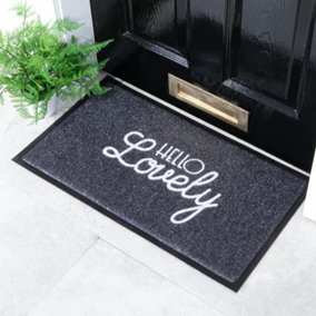 Black Hello Lovely Doormat (70 x 40cm)