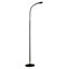 Black High Vision Floor Standing LED Lamp - Mains Powered Light with Gooseneck Arm, Foot Switch & 400 Lumen Illumination - H138cm