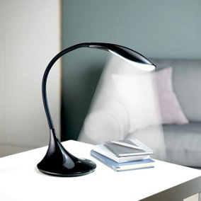 Black High Vision Touch Control Tabletop LED Lamp - Mains Powered Desk Light with Gooseneck Arm & 400 Lumen Illumination - H40cm