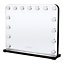 Black Hollywood Makeup Vanity Mirror with 15 Dimmable LED Bulbs, 3 Color Lighting, Touch Control 50cm W x 40cm H