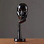 Black Home Decor Art Woman face Statue Collectible Statue for Living Room Bookshelf Black Desk Decor 14 Inch