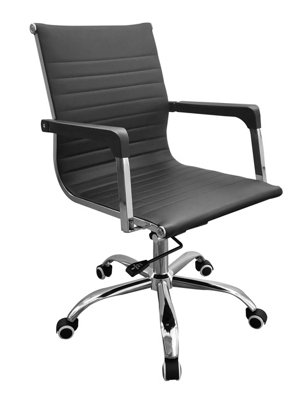 Black Home office chair, PU seat with arms, swivel chair