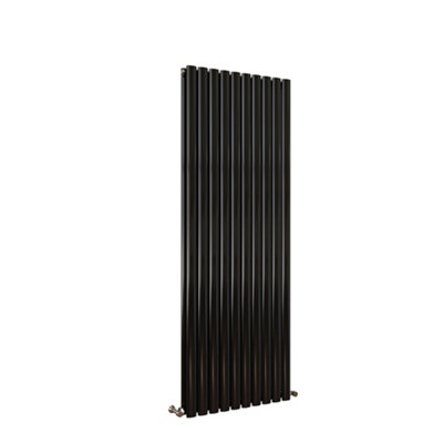 Black Horizontal Double Oval Column Radiator (H)1600mm (W)590mm 8940 ...