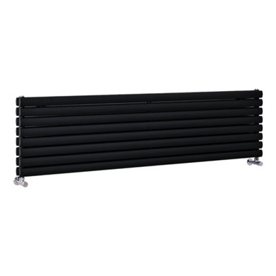 Black Horizontal Double Panel Radiator 472mm x 1780mm