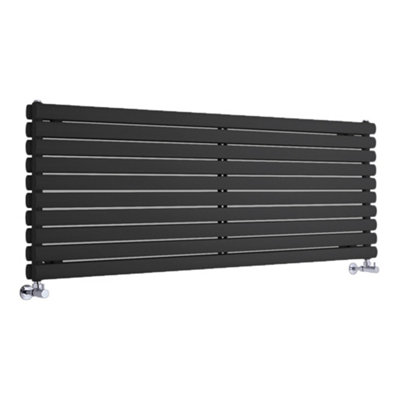 Black Horizontal Double Panel Radiator 590mm x 1780mm