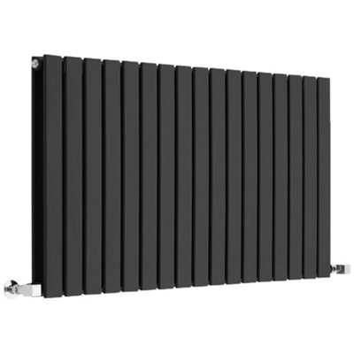 Black Horizontal Double Panel Radiator 635mm x 1190m