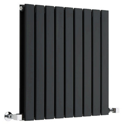Black Horizontal Double Panel Radiator 635mm x 630mm