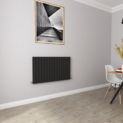 Black Horizontal Double Pannel Radiator (H)600mm (W)1020mm 4804 BTU Steel Compatible for Central Heating System