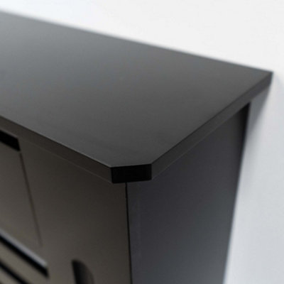 Black Horizontal Line Design Radiator Cover - Adjustable