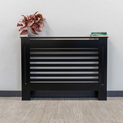 Black Horizontal Line Design Radiator Cover - Medium