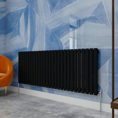 Black Horizontal Single Oval Column Radiator (H)600mm (W)1593mm 5582 ...