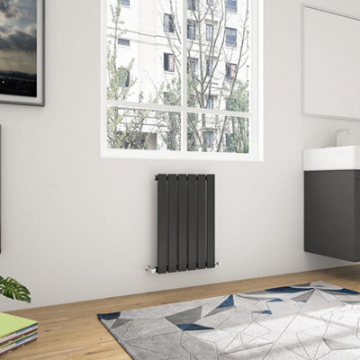 Black Horizontal Single Pannel Radiator (H)600mm (W)408mm 1243 BTU Steel Compatible for Central Heating System