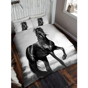 Black Horse King Size Duvet Cover and Pillowcase Set