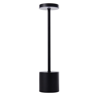 Black Industrial-Style Rechargeable Dimmable Table Lamp Night Light, Touch Control