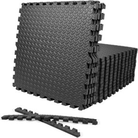 Black Interlocking floor tile 60 x 60cm (128 SQ.FT), Pack of 32 Mats
