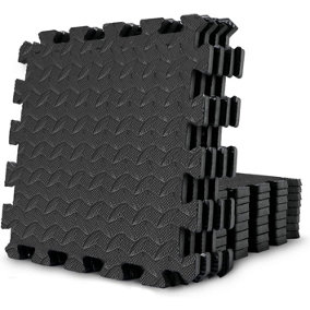 Black Interlocking floor tile 60 x 60cm (64 SQ.FT), Pack of 16 Mats