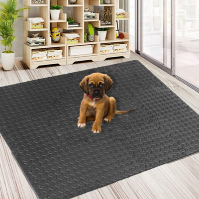 Black Interlocking floor tile 60 x 60cm (64 SQ.FT), Pack of 16 Mats