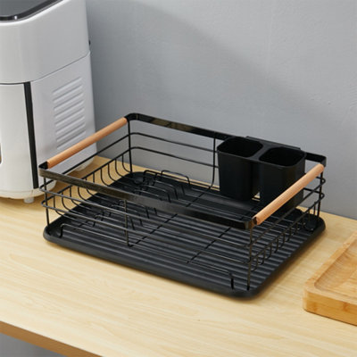 Black Iron Dish Drainer and Removable Drain Board