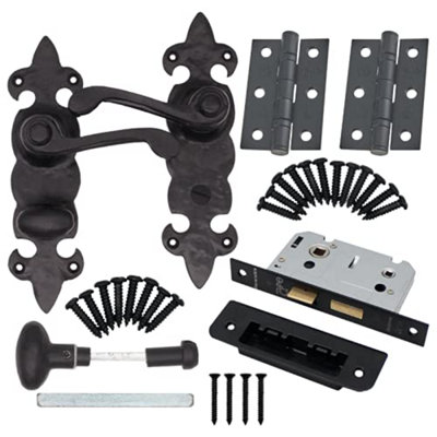 Black Iron Door Handles Fleur De Lys Iron Door Handles Lever Bathroom Kit - Cast Iron - Black Antique Price Comparisons | Compare The Build