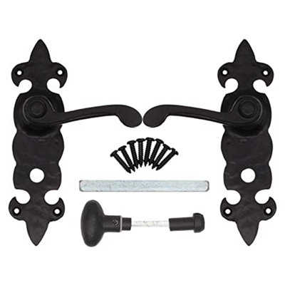 Black Iron Door Handles Fleur De Lys Iron Door Handles Lever Bathroom Set - Cast Iron - Black Antique Price Comparisons | Compare The Build