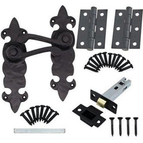 Black Iron Door Handles Fleur De Lys Iron Door Handles Lever Latch Pack - Cast Iron - Black Antique