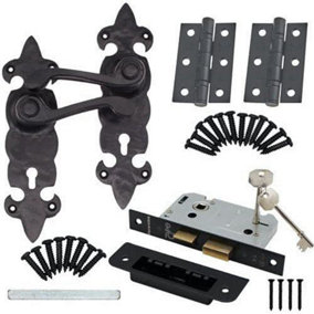 Black Iron Door Handles Fleur De Lys Iron Door Handles Lever Lock Pack - Cast Iron - Black Antique